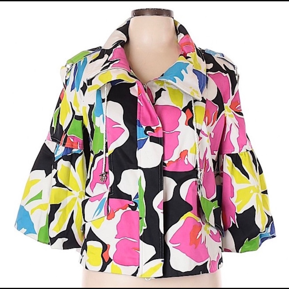 Cache cape jacket bright floral pattern medium